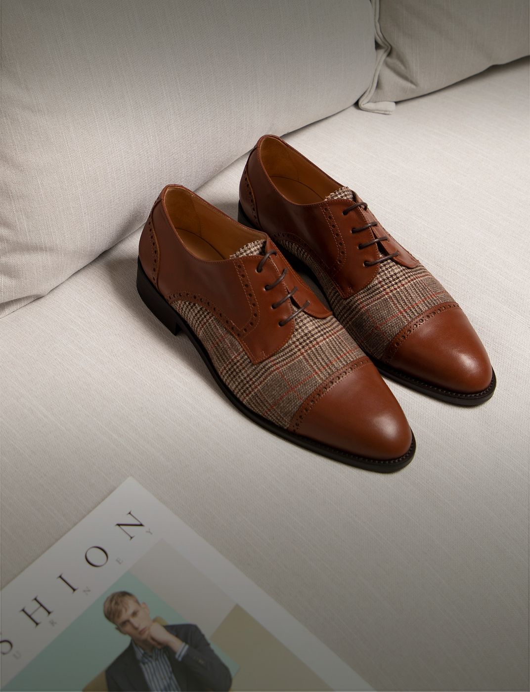 Brown derby shoes