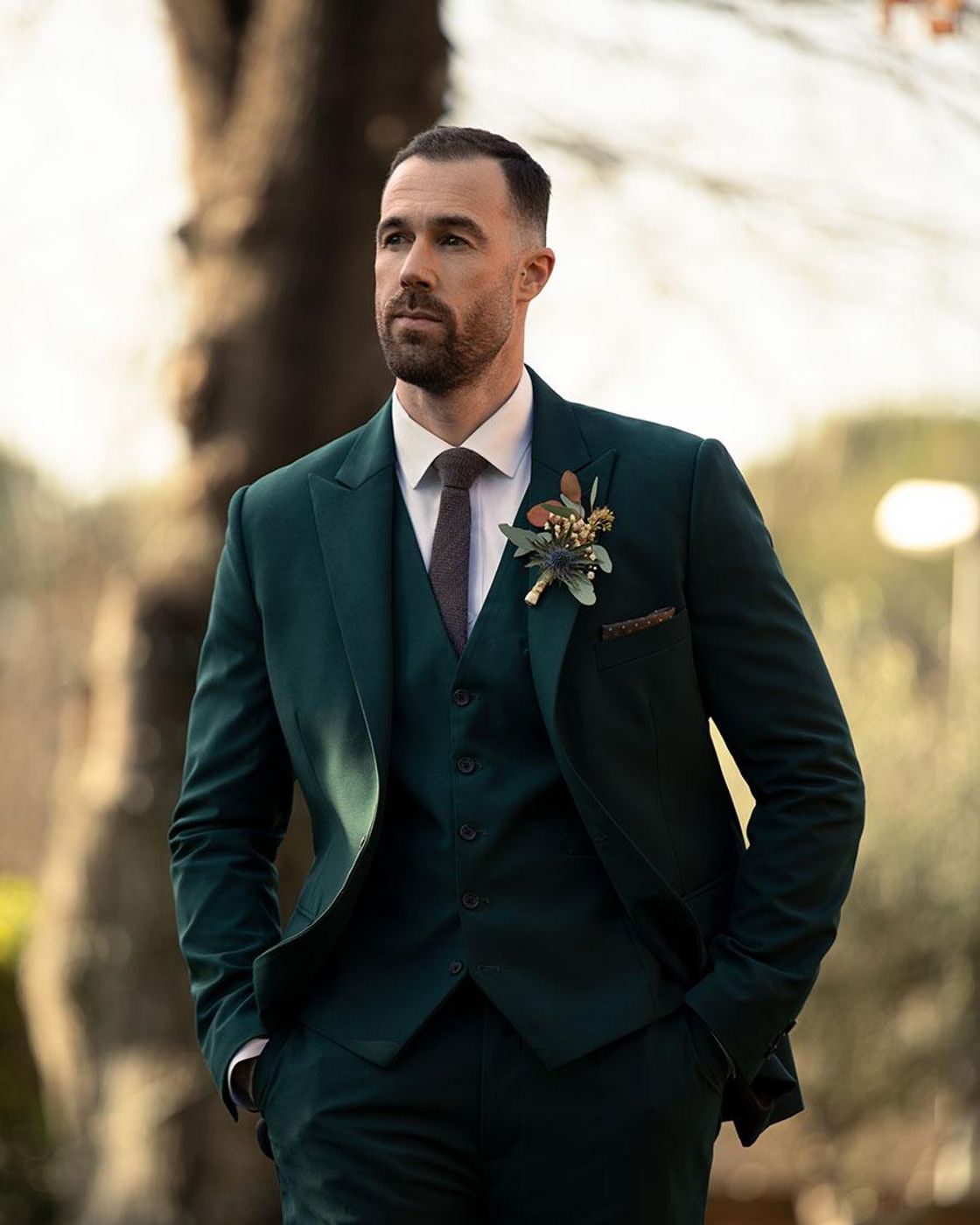 Green wedding suit