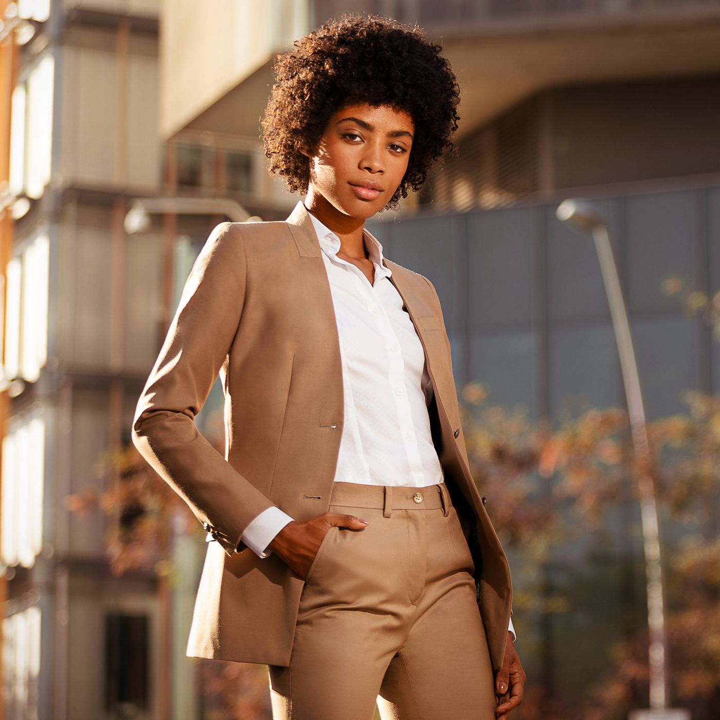 Modern brown women's suit set for the office