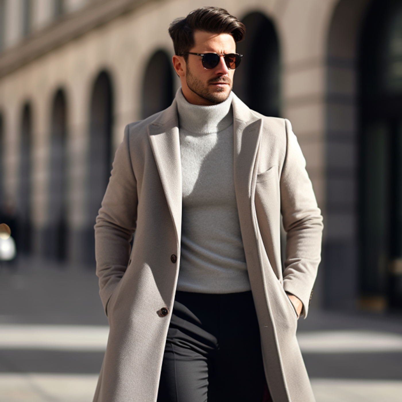 Men's Single-Breasted Wool Coat Casual Mid-Length Solid Business Suit  Overcoat Trench Coat - Walmart.com