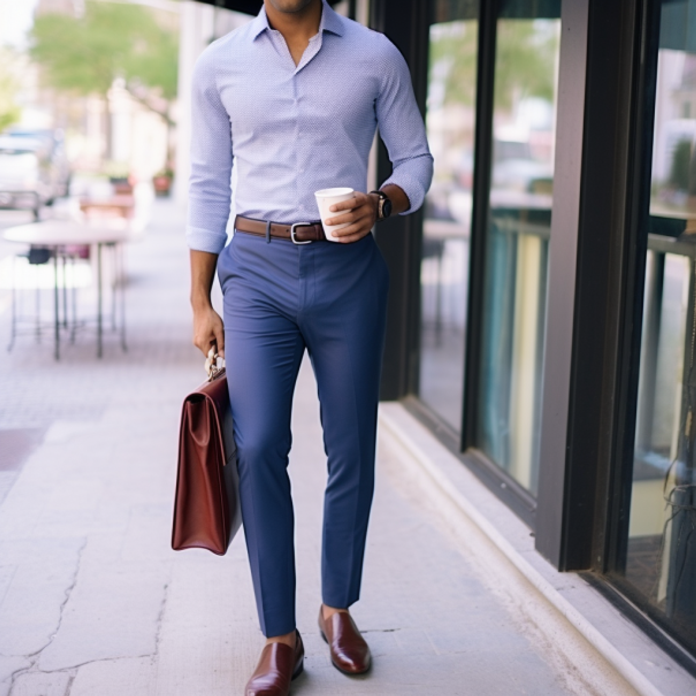 Light Blue Dress Pants with Gold Watch Outfits For Men (3 ideas & outfits)