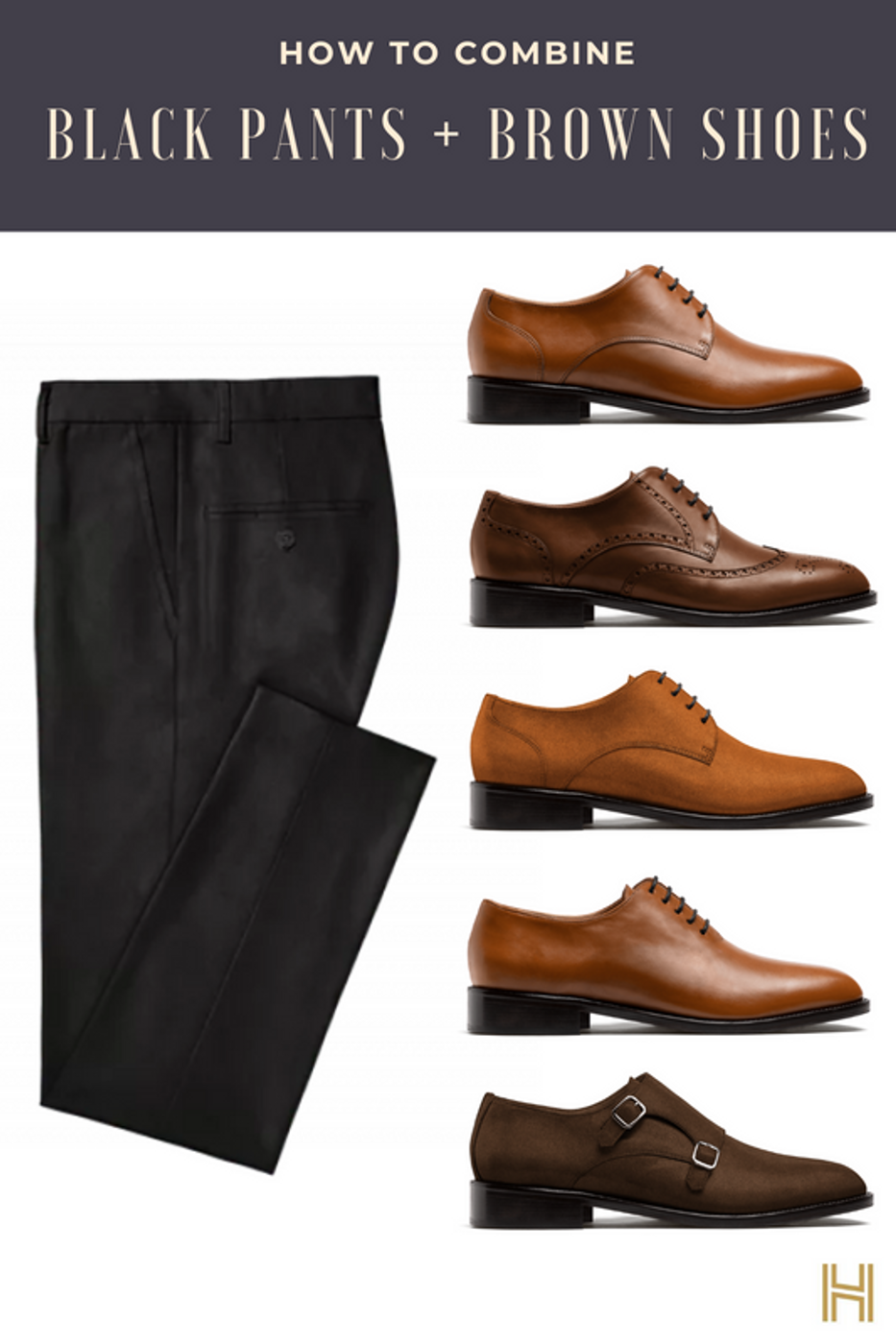 brown shoes black pants 9581